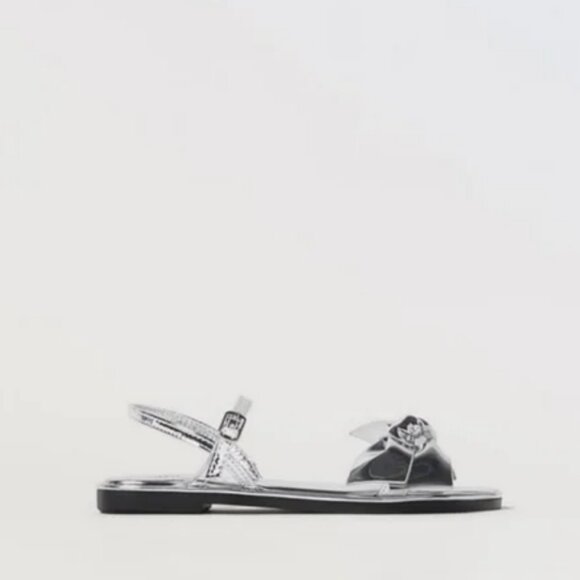 Zara Girls' Mirrored Bow Sandals (NWT) - Picture 3 of 6